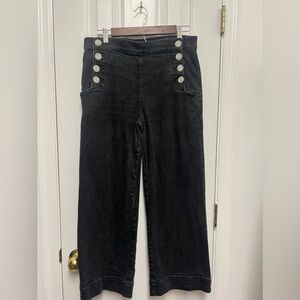 Unique Size 10 LOFT Black Denim Jeans with Buttons on Hips